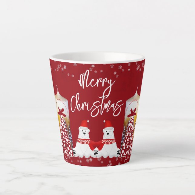 Weihnachtsbaum Candle Winter Schneeflocken Eisbär Milchtasse (Vorderseite)