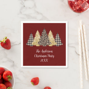 Weihnachtsbaum-Cheetah-Druck Buffalo Karo Glitter Serviette