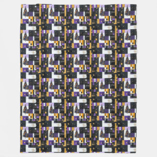 Weihnachtsbaum Collage Fleecedecke