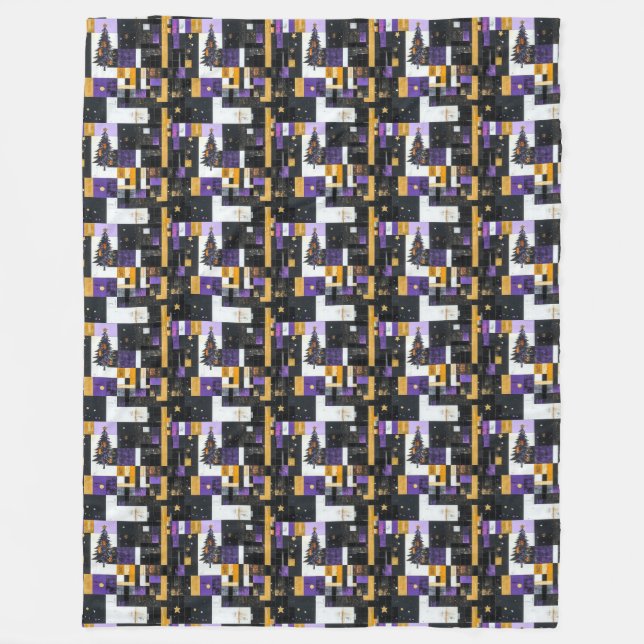 Weihnachtsbaum Collage Fleecedecke (Vorderseite)