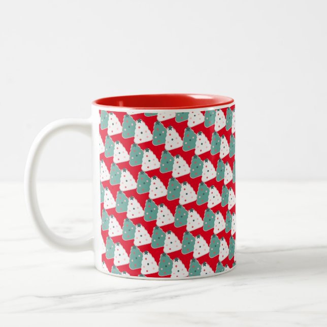 Weihnachtsbaum Cookie Teig hausgemachte Mix Rot Zweifarbige Tasse (Links)