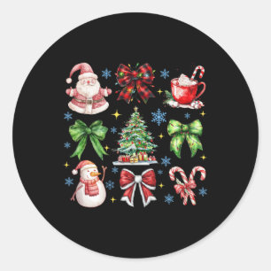 Weihnachtsbaum Coquette Bow Santa Claus Candy Paja Runder Aufkleber