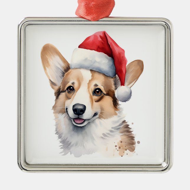 Weihnachtsbaum Corgi Ornament Aus Metall (Vorne)