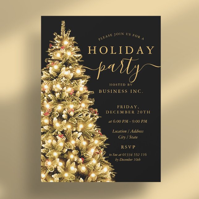 Weihnachtsbaum Corporate Holiday Party Einladung (Gold Christmas Tree Corporate Holiday Party Invitation)