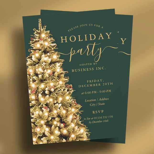 Weihnachtsbaum Corporate Holiday Party Green Einladung (Gold Christmas Tree Corporate Holiday Party Green Invitation)