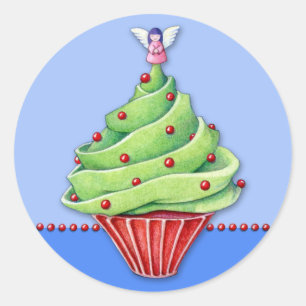 Weihnachtsbaum Cupcake blue2 Aufkleber