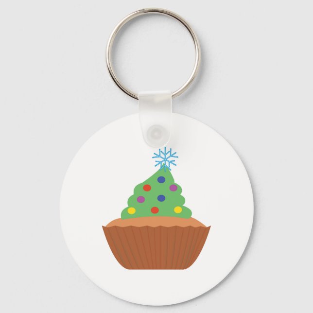 Weihnachtsbaum Cupcake Schlüsselanhänger (Vorderseite)