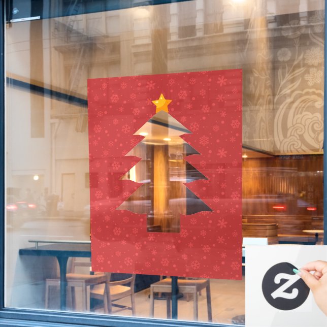 Weihnachtsbaum-Cutout mit Star Fensteraufkleber (Café-Fenster)