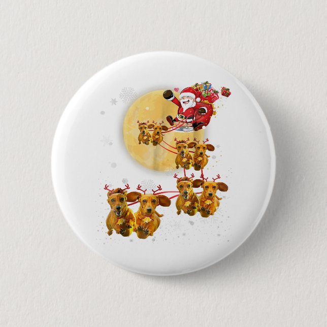 Weihnachtsbaum-Dackel Hundeshirt Funny Button (Vorderseite)