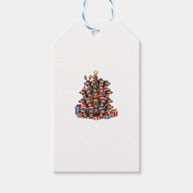 Weihnachtsbaum Dackel Wurst Hund Dackeln Geschenkanhänger (Vorderseite)