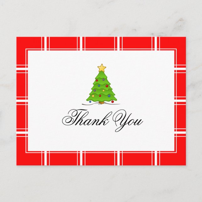 Weihnachtsbaum Danke Rot Postkarte (Vorderseite)