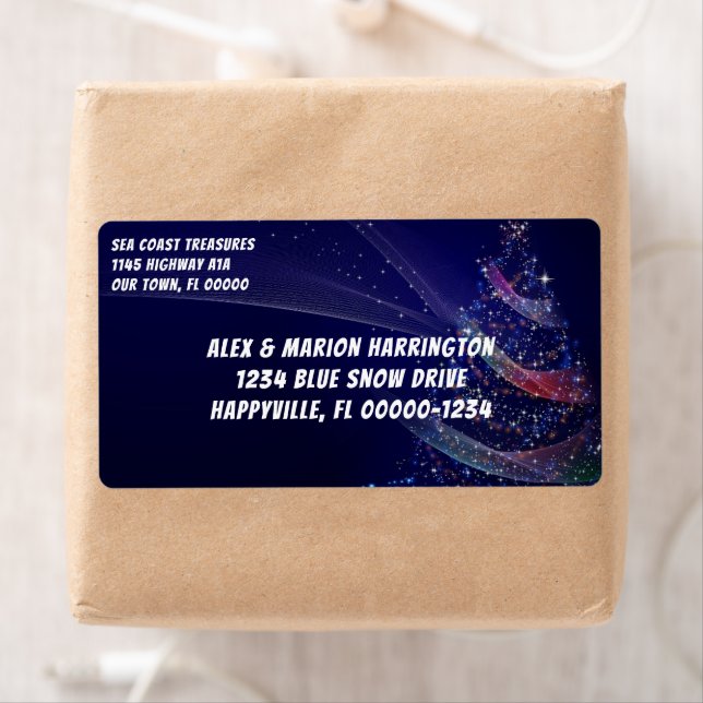 Weihnachtsbaum Dark Blue Shipping Labels (Insitu)