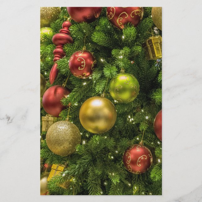 Weihnachtsbaum dekoriert briefpapier (Vorderseite)