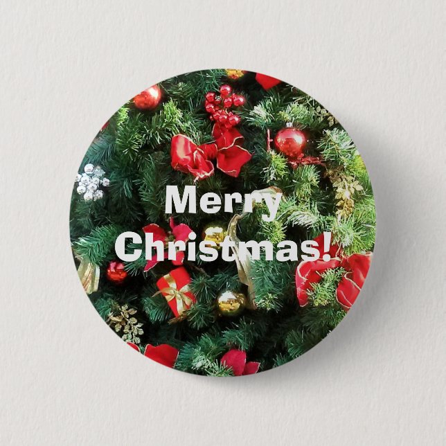 Weihnachtsbaum dekoriert button (Vorderseite)