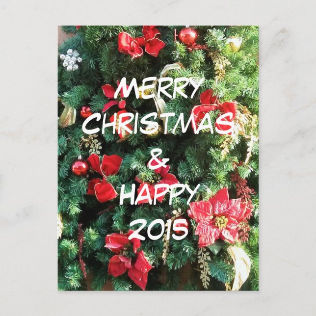 Weihnachtsbaum dekoriert feiertagspostkarte (Vorderseite)