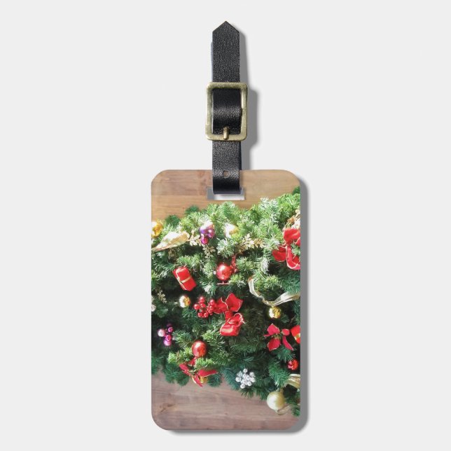 Weihnachtsbaum dekoriert gepäckanhänger (Vorderseite vertikal)