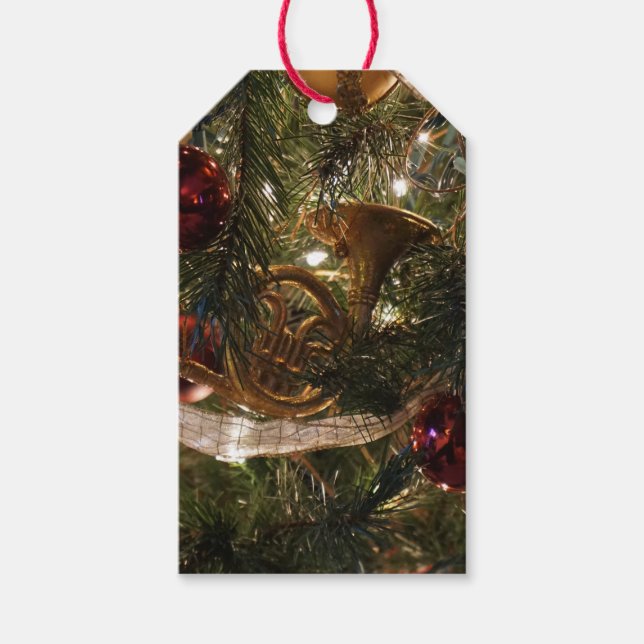 Weihnachtsbaum dekoriert geschenkanhänger (Vorderseite)