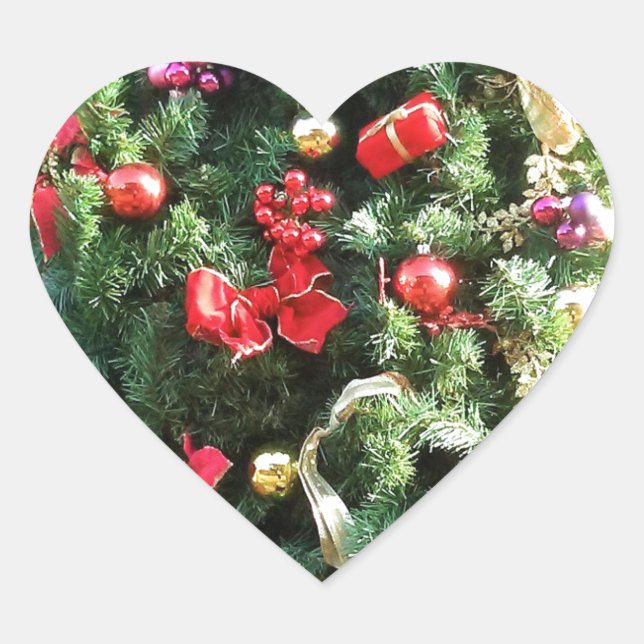 Weihnachtsbaum dekoriert Herz-Aufkleber (Vorderseite)