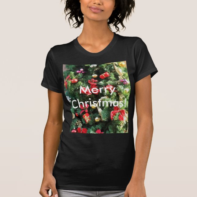 Weihnachtsbaum dekoriert T-Shirt (Vorderseite)