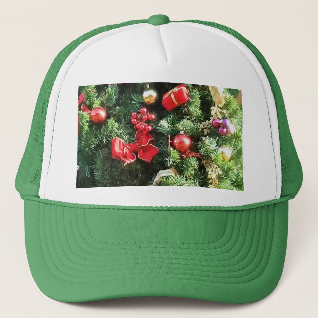 Weihnachtsbaum dekoriert truckerkappe (Vorderseite)