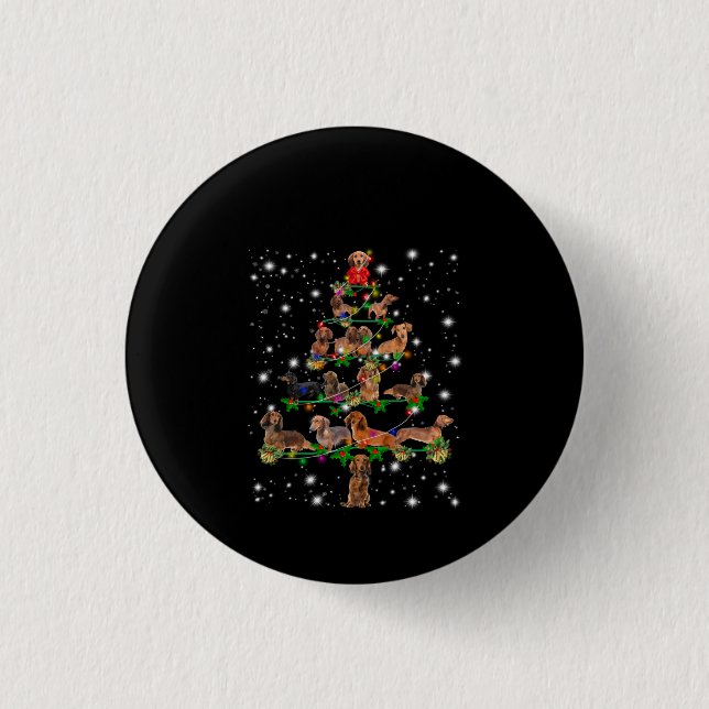 Weihnachtsbaum der Dackel mit leuchtendem Licht Button (Vorderseite)