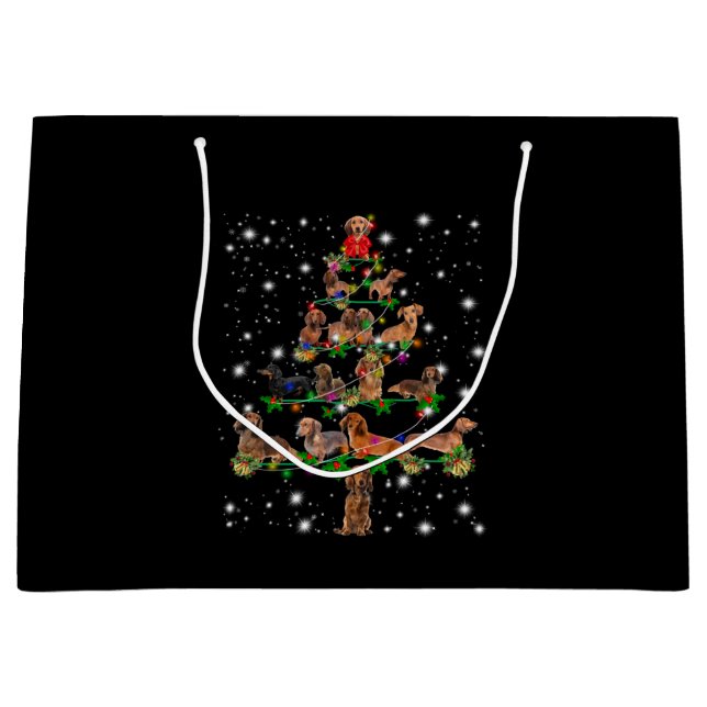 Weihnachtsbaum der Dackel mit leuchtendem Licht Große Geschenktüte (Vorderseite)