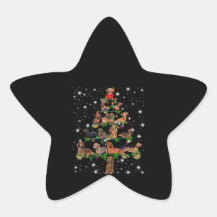 Weihnachtsbaum der Dackel mit leuchtendem Licht Stern-Aufkleber