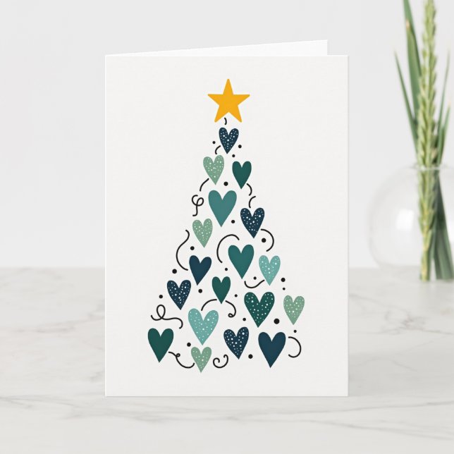 Weihnachtsbaum der Herzen Karte (Vorderseite)