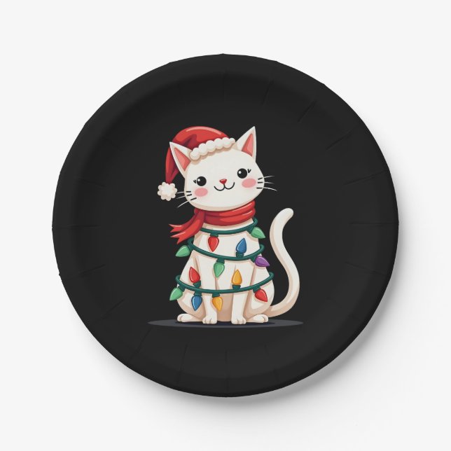 Weihnachtsbaum der Katze (1) Pappteller (Vorderseite)