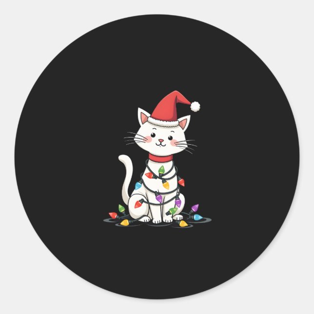 Weihnachtsbaum der Katze (1) Runder Aufkleber (Vorderseite)