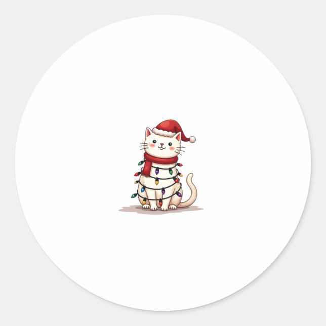 Weihnachtsbaum der Katze (1) Runder Aufkleber (Vorderseite)