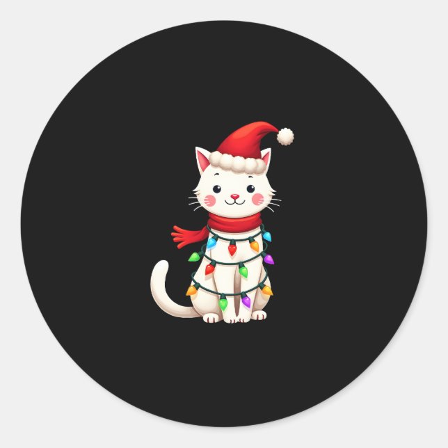 Weihnachtsbaum der Katze (2) Runder Aufkleber (Vorderseite)