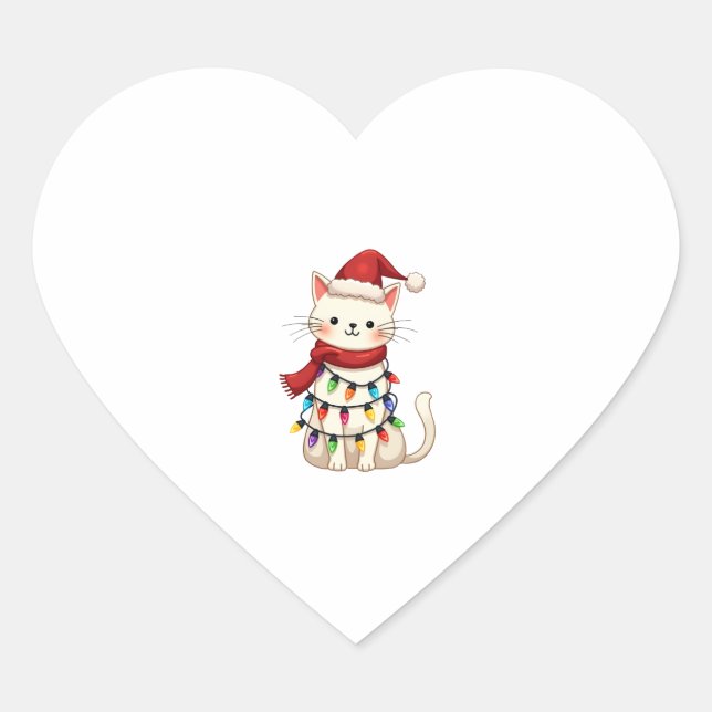 Weihnachtsbaum der Katze (3) Herz-Aufkleber (Vorderseite)