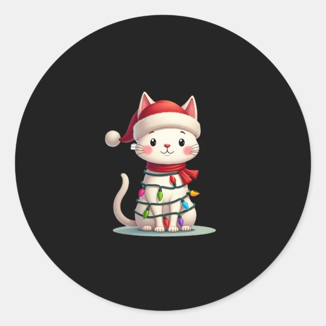 Weihnachtsbaum der Katze (3) Runder Aufkleber (Vorderseite)