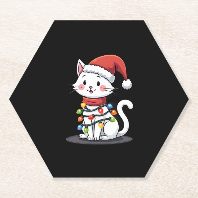 Weihnachtsbaum der Katze (3) Untersetzer (Vorderseite)