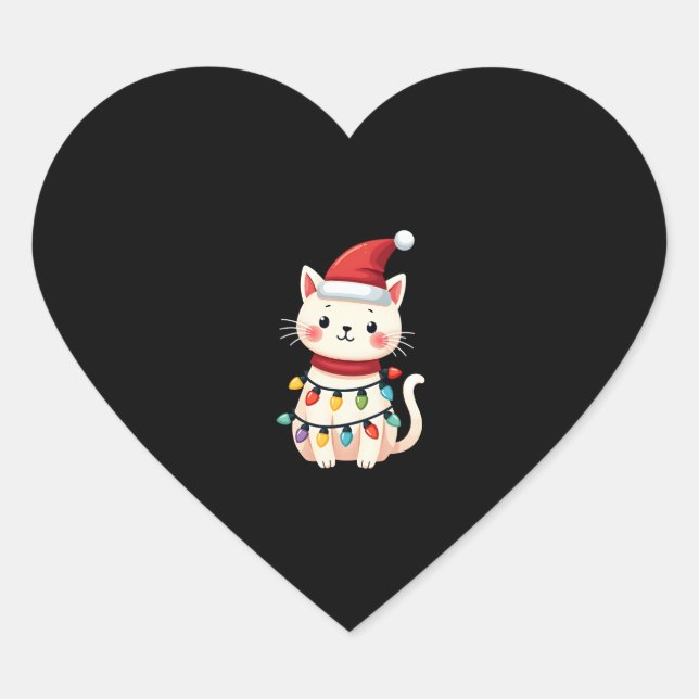 Weihnachtsbaum der Katze (4) Herz-Aufkleber (Vorderseite)
