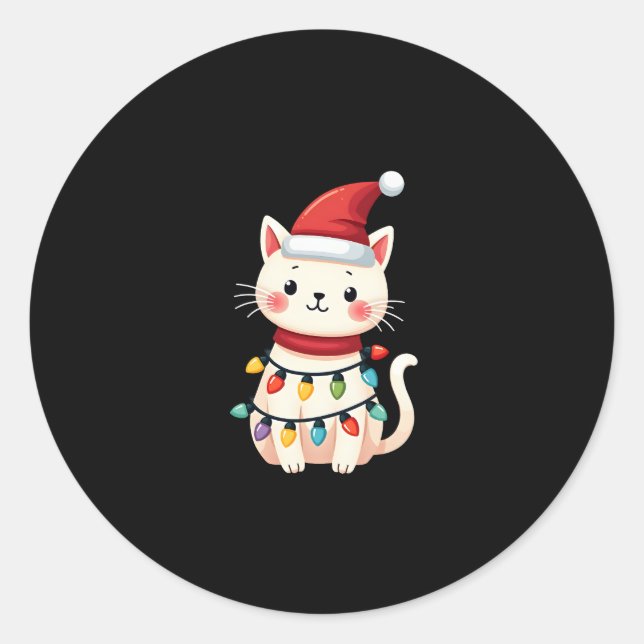 Weihnachtsbaum der Katze (4) Runder Aufkleber (Vorderseite)