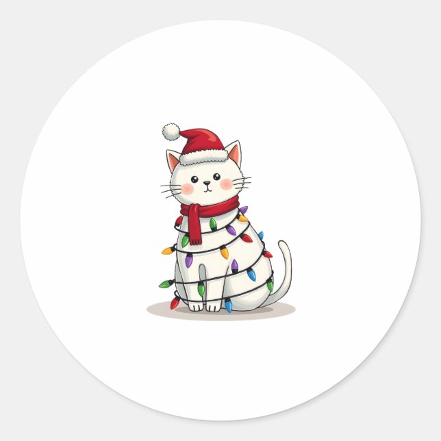 Weihnachtsbaum der Katze (4) Runder Aufkleber (Vorderseite)