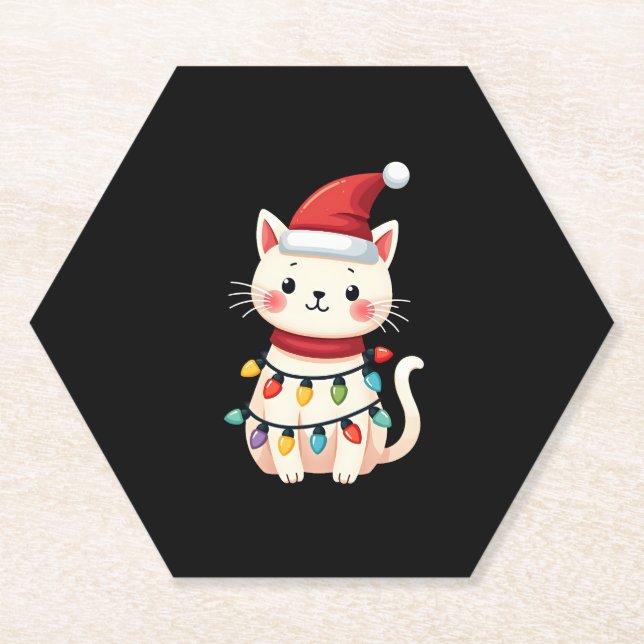 Weihnachtsbaum der Katze (4) Untersetzer (Vorderseite)