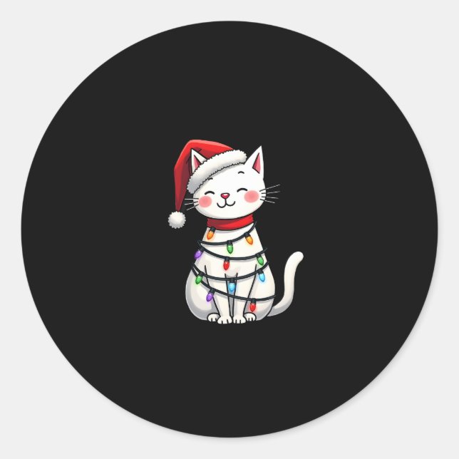 Weihnachtsbaum der Katze (5) Runder Aufkleber (Vorderseite)