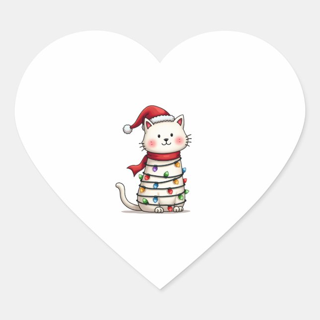 Weihnachtsbaum der Katze (6) Herz-Aufkleber (Vorderseite)