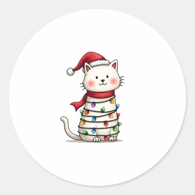 Weihnachtsbaum der Katze (6) Runder Aufkleber (Vorderseite)
