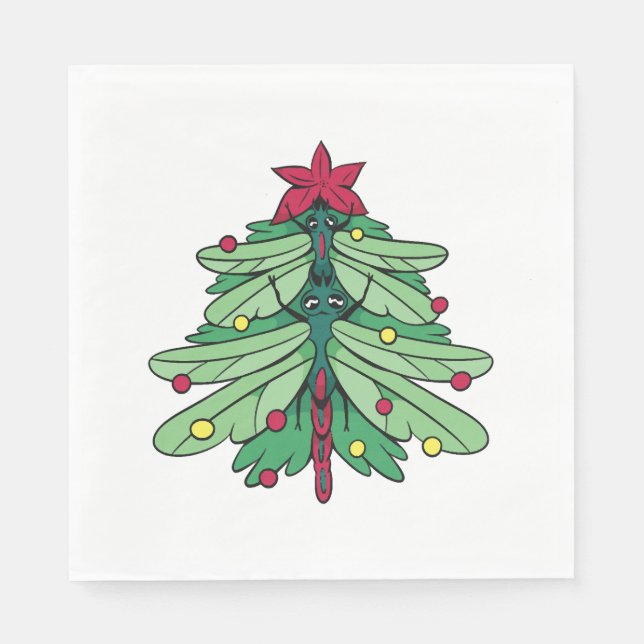 Weihnachtsbaum der Libellen Serviette (Vorderseite)