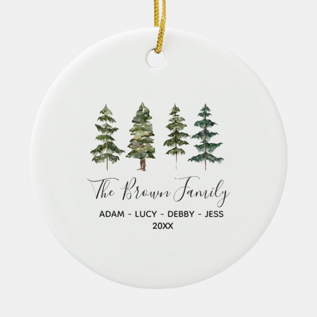Weihnachtsbaum der Waldlandfamilie Keramik Ornament (Vorne)