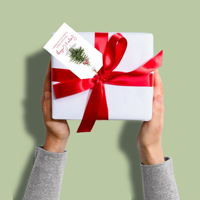 Weihnachtsbaum der Wasserfarbe - Grüße der Jahresz Geschenkanhänger (Season's Greetings watercolor Christmas tree holiday gift tag,)