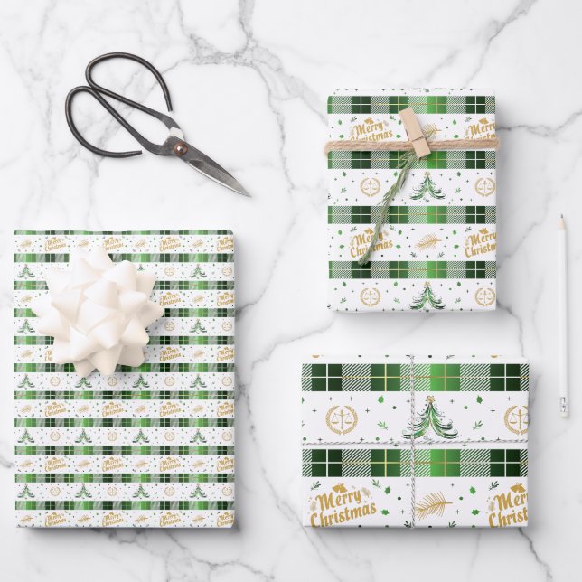 Weihnachtsbaum des Anwalts - Skala der Gerechtigke Geschenkpapier Set (Vorderseite)