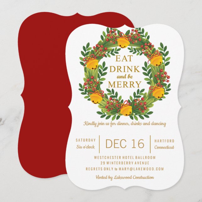 Weihnachtsbaum des Classic Holiday Wreath Party Einladung (Vorne/Hinten)