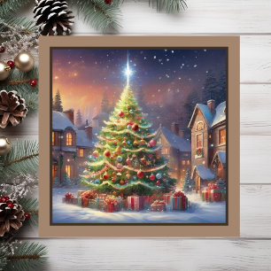 Weihnachtsbaum des Dorfes Magnetkarte