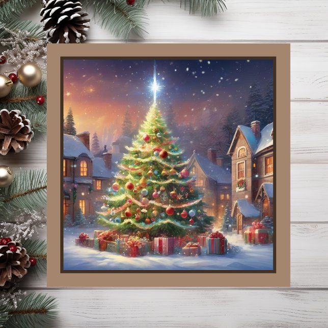 Weihnachtsbaum des Dorfes Magnetkarte (Village Christmas tree.)