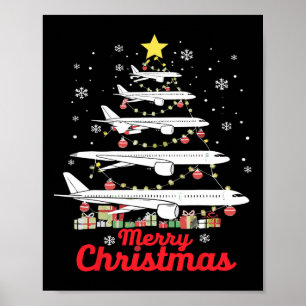 Weihnachtsbaum des Flugzeugs frohe Weihnachten Am  Poster